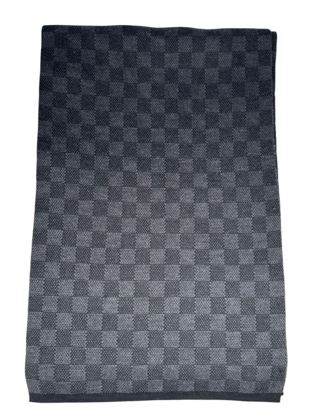 Louis Vuitton Damier Graphite 100% Wool Scarf Gray Black Made in Italy Authentic